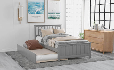 Twin Solid Wood Platform Bed With Trundle - Omega Lifestyles