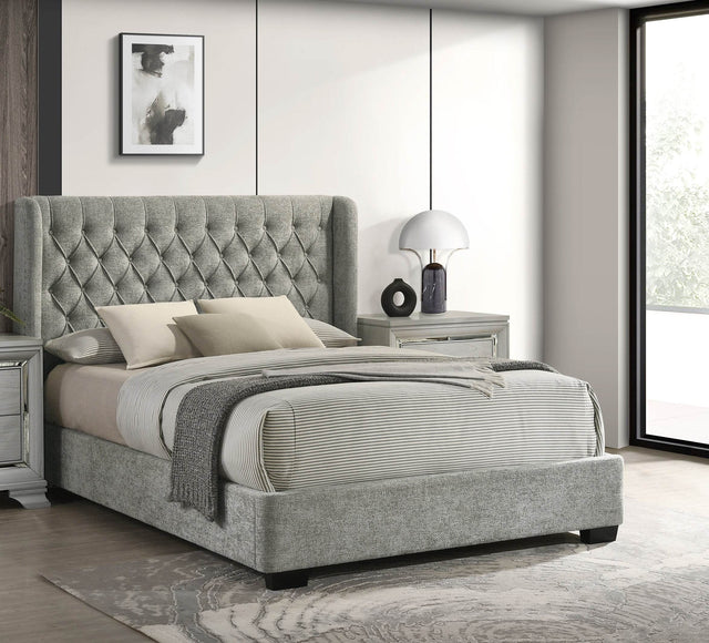 Contemporary Upholstered Queen Bed Frame With Tufted Headboard - Omega Lifestyles