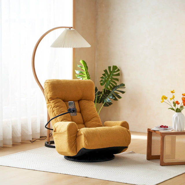 Adjustable Yellow Soft Plush Swivel Lounge Chair - Omega Lifestyles