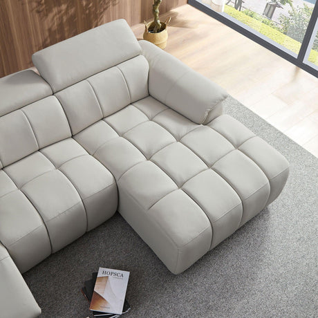 Electric Genuine Leather Reclining R Chaise Sofa With USB Port - Omega Lifestyles