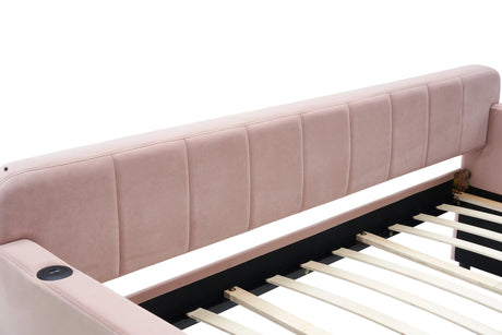 Twin Velvet Upholstered Daybed Frame With Trundle - Omega Lifestyles