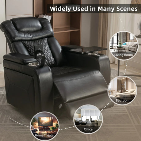 Power Reclining PU Leather Home Theater Recliner Chair - Omega Lifestyles