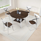 5-Piece Round Dining Set With X-Back Chairs - Omega Lifestyles
