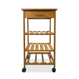 Contemporary Bamboo Trolley With 3-Tier Shelves And Drawer - Omega Lifestyles