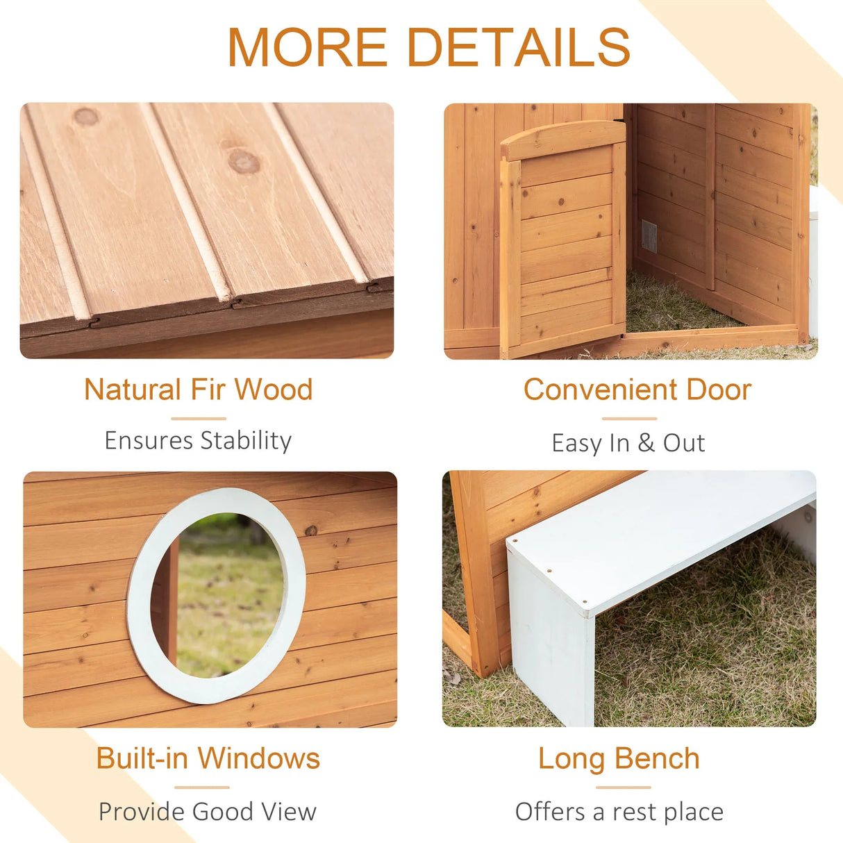 Kids Outdoor Wooden Playhouse With Door Windows Mailbox Bench - Omega Lifestyles