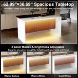Modern Rectangular Kitchen Island With Marble Look LED Lighting - Omega Lifestyles