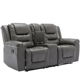 Grey Manual PU Upholstered Home Theater Recliner Chair Set - Omega Lifestyles