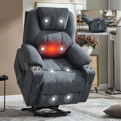Power Lift Recliner Chair With Massage Heat And USB Ports - Omega Lifestyles