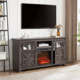 Farmhouse Fireplace TV Stand Console Cabinet Gray - Sleep Galleria