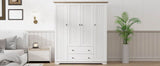 4 Door White Solid Wood MDF Wardrobe Armoire - Omega Lifestyles