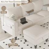 Beige Reversible Modular Sectional Sofa With Storage Ottoman - Omega Lifestyles