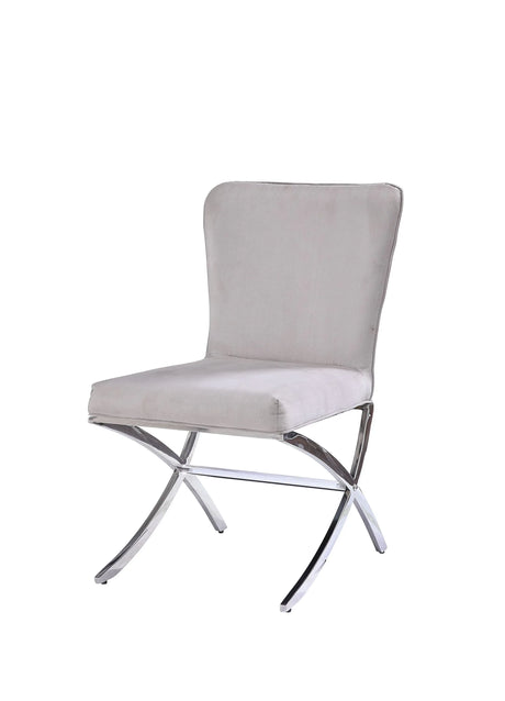 Set Of 2 Light Gray Velvet Upholstered Side Chairs - Omega Lifestyles