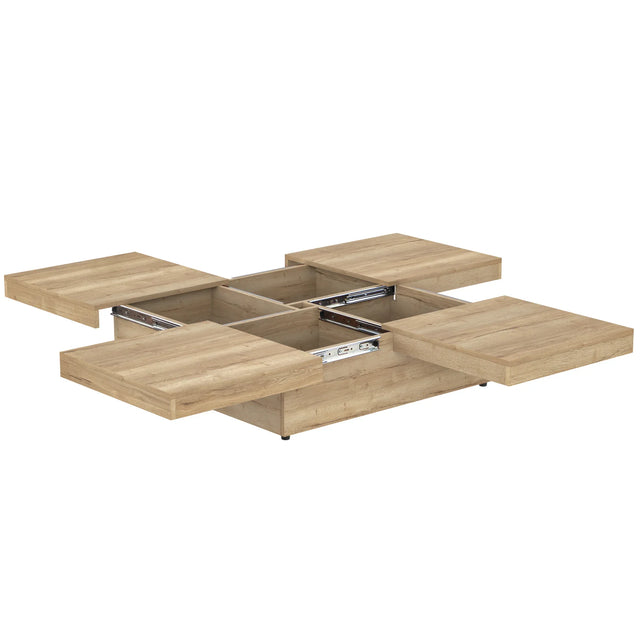 Square Storage Coffee Table Sliding Top Natural Veneer - Omega Lifestyles