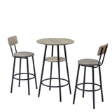 Bar Table Set Of 3 With Upholstered Backrest And Shelf - Omega Lifestyles