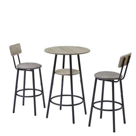 Bar Table Set Of 3 With Upholstered Backrest And Shelf - Omega Lifestyles
