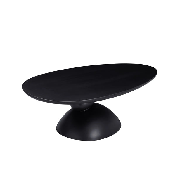 Minimalist Black Fiberglass Lucky Stone Oval Coffee Table - Omega Lifestyles