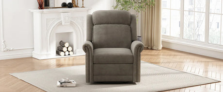 Light Brown Velvet 360° Swivel Adjustable Backrest Recliner - Omega Lifestyles