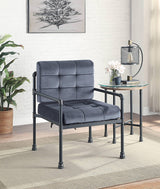 Gray Velvet Memory Foam Accent Chair With Pillow - Omega Lifestyles