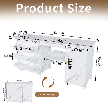 Foldable Adjustable Sewing Machine Table With Storage Cabinet - Omega Lifestyles
