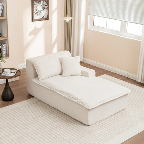 Corduroy Left Armrest Foam Filled Chaise Lounge Chair - Omega Lifestyles