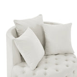 Velvet Upholstered Plush Swivel Chair With Pillows - Omega Lifestyles