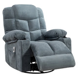 Oversized Soft Linen Massage Recliner Chair With Heating - Omega Lifestyles