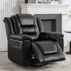 Manual Rocking 360-Degree Swivel Recliner Chair With PU Upholstery - Omega Lifestyles