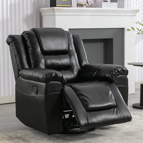 Manual Rocking 360-Degree Swivel Recliner Chair With PU Upholstery - Omega Lifestyles