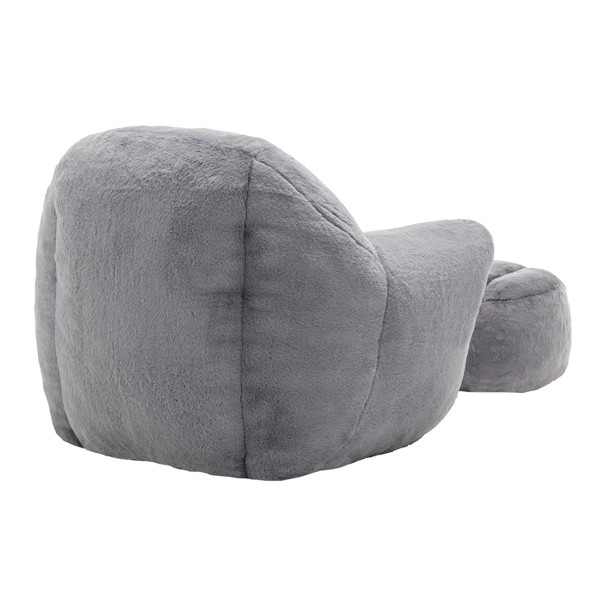 Faux Fur High-Density Foam Bean Bag Chair With Footstool - Omega Lifestyles