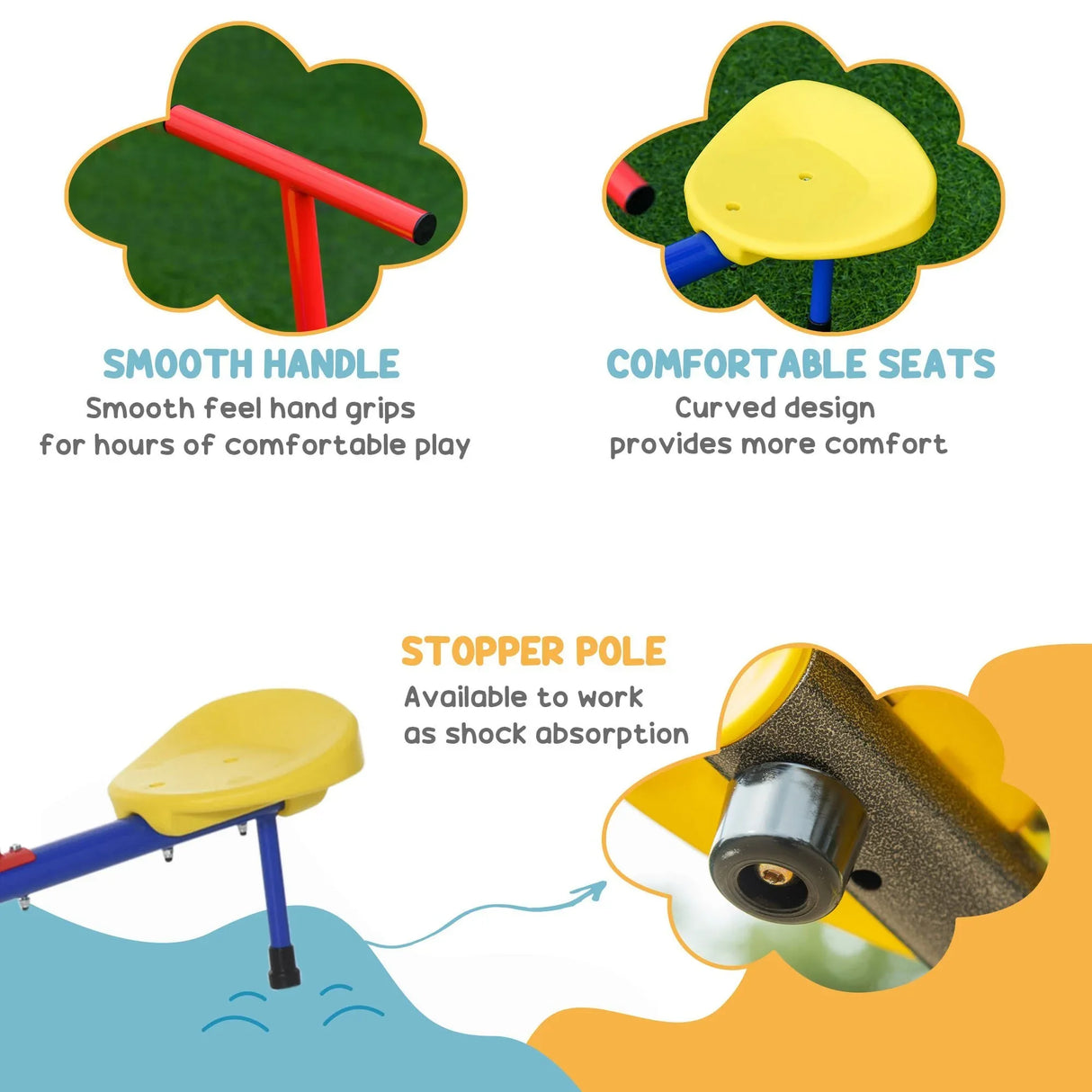 4-Seater Kids Outdoor Metal 360-Degree Spinning Seesaw - Omega Lifestyles