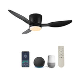 42-Inch Matte Black Smart Flush Mount Ceiling Fan