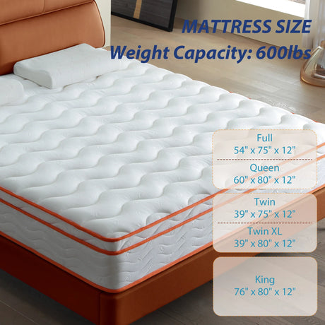 King Medium Firm 12-Inch Hybrid Memory Foam Mattress - Omega Lifestyles