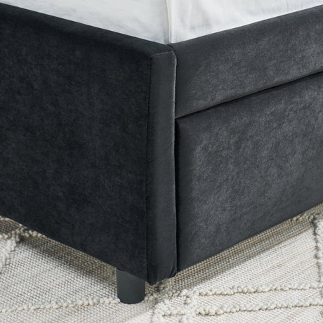 Full Size Velvet Upholstered Daybed With Trundle - Omega Lifestyles