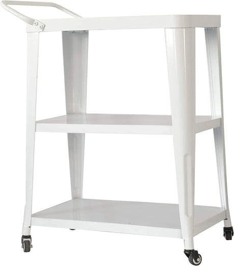 3-Tiered Industrial Metal Kitchen Cart With Swivel Wheels - Omega Lifestyles