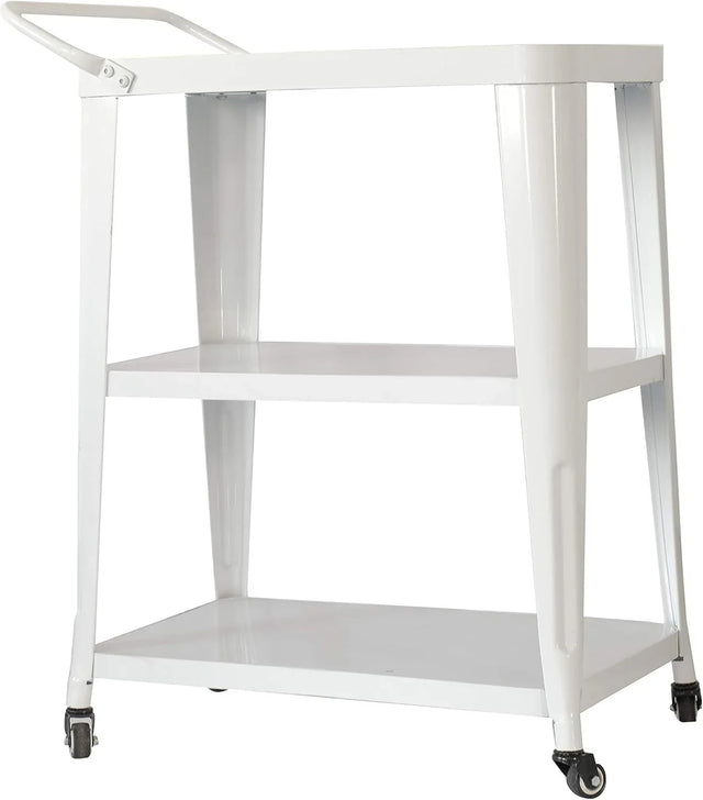 3-Tiered Industrial Metal Kitchen Cart With Swivel Wheels - Omega Lifestyles