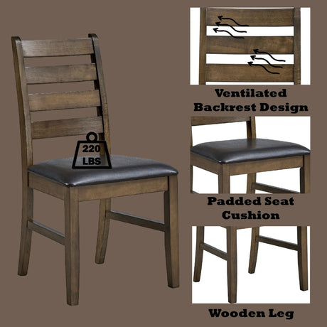 Set Of 2 Contemporary Faux Leather Brown Side Chairs - Omega Lifestyles