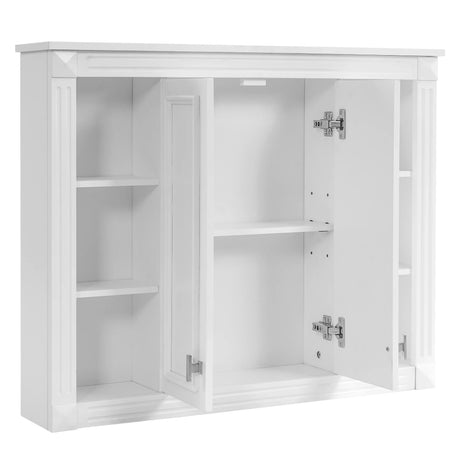 Modern White Wall Mounted Medicine Cabinet With Adjustable Shelves - Omega Lifestyles