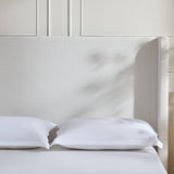 King Contemporary Cream Chenille Upholstered Bed Frame - Omega Lifestyles