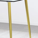 Modern Tempered Glass Dining Table And 6 Gold Chairs Set - Omega Lifestyles