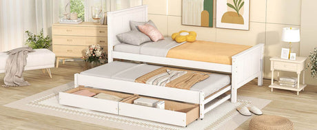 Twin Platform Bed With Trundle And Storage Drawers - Omega Lifestyles