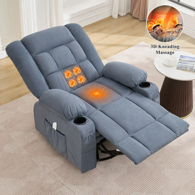 3D Kneading Heated Rocker Recliner Chair With USB Port - Omega Lifestyles