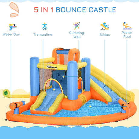Kids Inflatable 5-in-1 Water Slide Bounce House - Omega Lifestyles