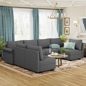 7-Seat Modular U-Shaped Sectional Sofa With Storage - Omega Lifestyles