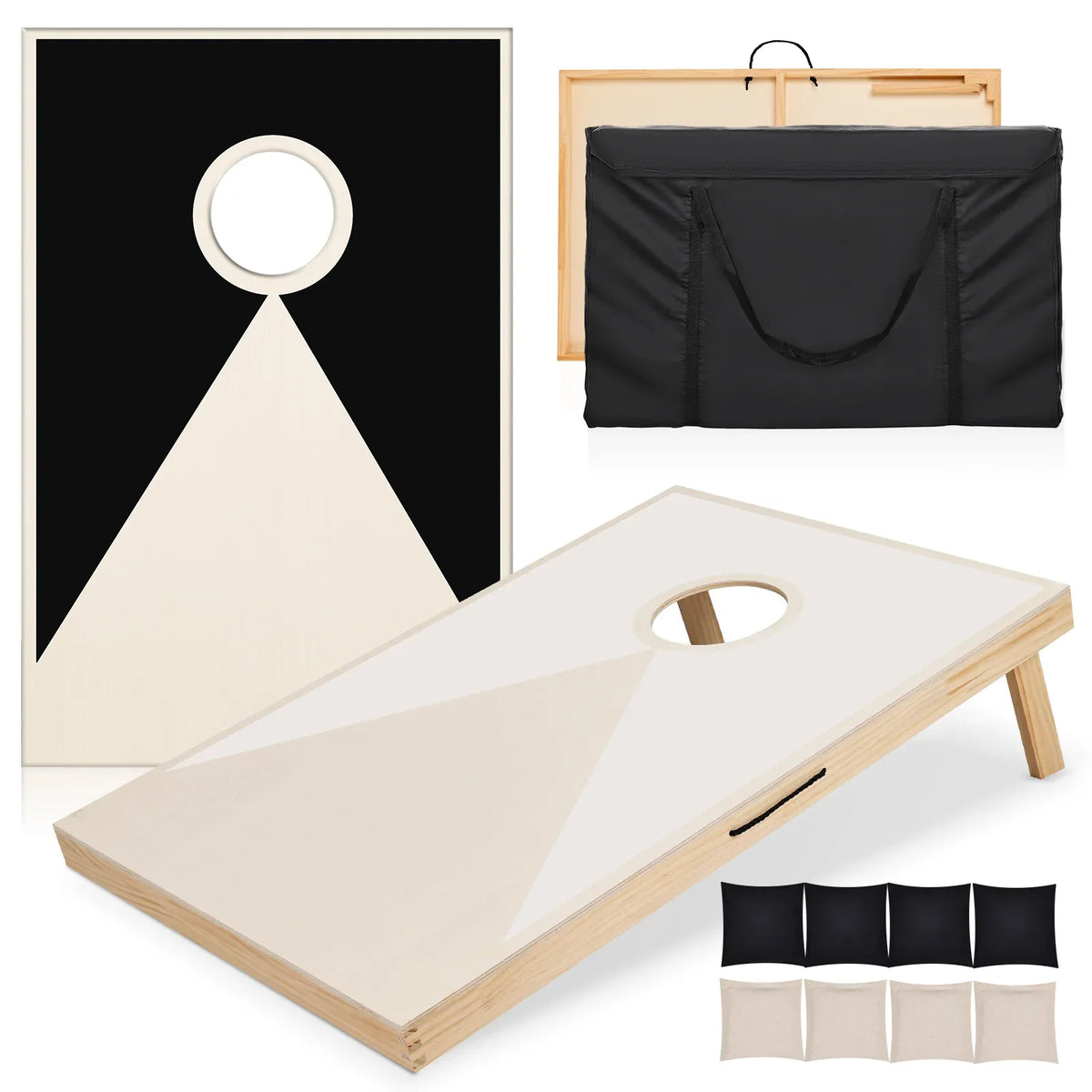 Solid Wood Tailgate Size Cornhole Set With Bean Bags - Omega Lifestyles