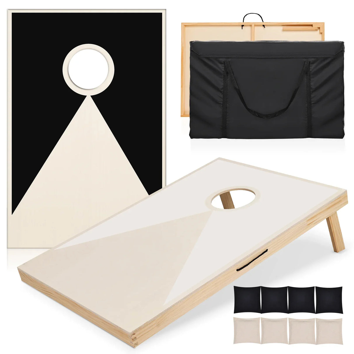 Solid Wood Tailgate Size Cornhole Set With Bean Bags - Omega Lifestyles