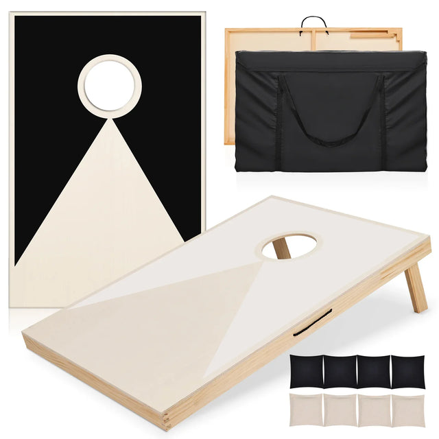 Solid Wood Tailgate Size Cornhole Set With Bean Bags - Omega Lifestyles