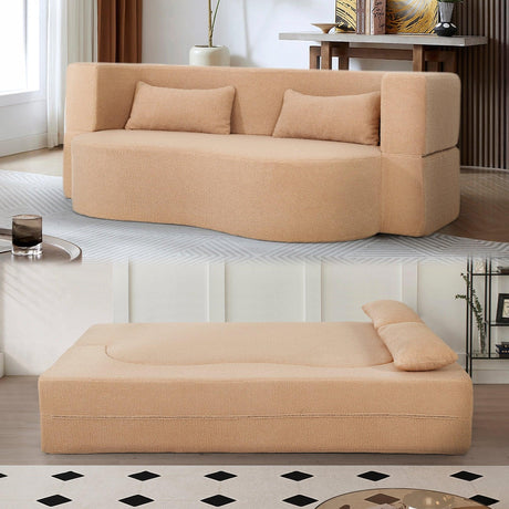 2-in-1 Convertible Full Size Teddy Fabric Sofa Bed - Omega Lifestyles