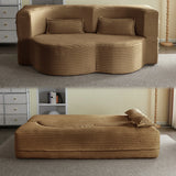 Full Size Folding Plush Corduroy Sleeper Sofa Bed With Pillows - Omega Lifestyles