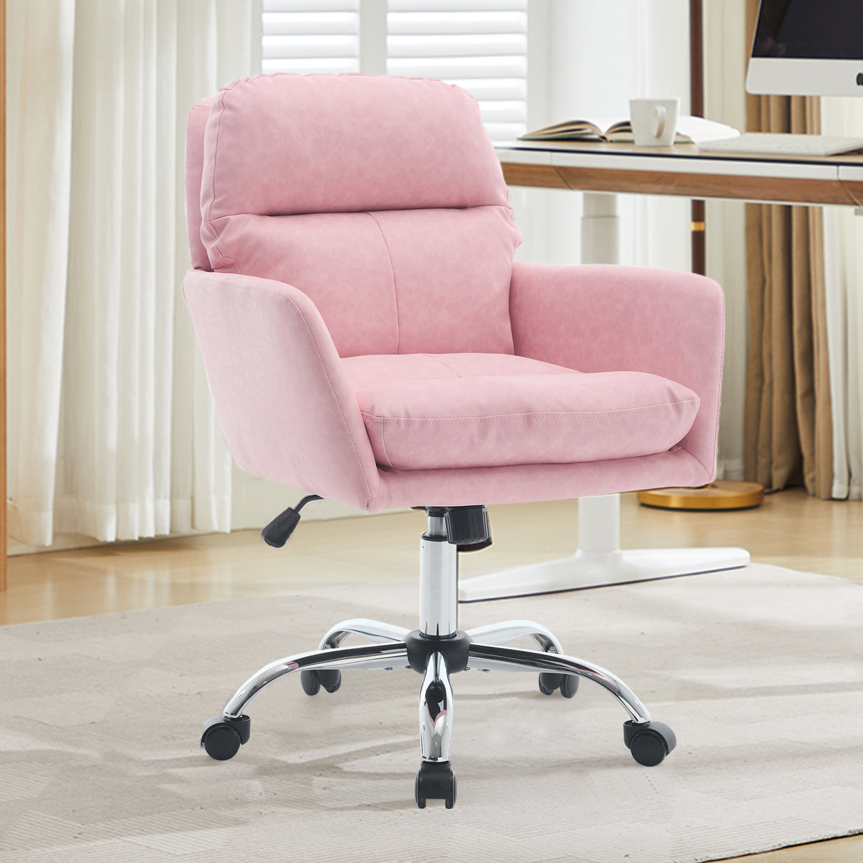Plush PU Leather Ergonomic Adjustable Office Chair