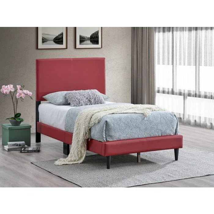 Twin Upholstered Adjustable Height Red Bed Frame - Omega Lifestyles